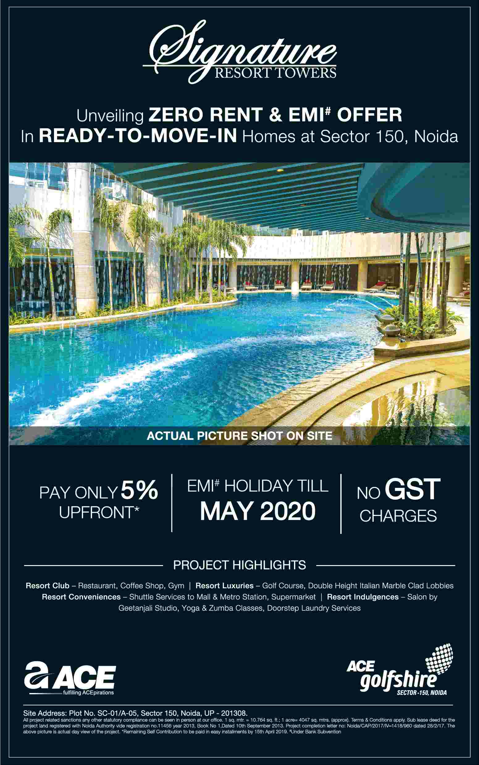 Unveiling zero rent and EMI offer at Signature Resort Towers in Ace Golfshire, Noida